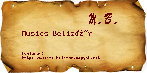 Musics Belizár névjegykártya